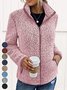 Schalkragen Lässig Fluff/Granular-Fleece-Stoff Teddy Jacke
