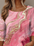 Damen Langarm T-Shirt Frühling/Herbst Pink Farbverlauf Jersey Rundhals Täglich Ausgehen Lässig Oberteile