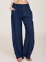 Baumwolle Weit Lässig Unifarben Hose