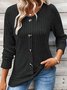 Damen Langarm T-Shirt Frühling/Herbst Blau Unifarben Schnalle Rundhals Täglich Ausgehen Lässig Oberteile