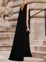 Retro Einfarbiges Ärmelloses Freizeitkleid mit Rundhals
