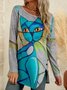 Langarm Geometrische Shirts aus Baumwolle