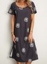 Retro Böhmisches Freizeitkleid mit V-Ausschnitt für Urlaub