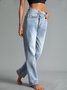 Blau Denim Lässig Normal Jeans