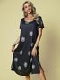 Retro Böhmisches Freizeitkleid mit V-Ausschnitt für Urlaub