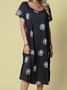 Retro Böhmisches Freizeitkleid mit V-Ausschnitt für Urlaub