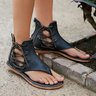 Damen Sommer Sandalen Reißverschluss Flache Lässig Shoes
