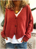 Modetalente Pullover Einfarbiger damen Pullover leinen mit  V-Ausschnitt