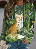 Retro Tier Print Sweatshirts mit Rundhals