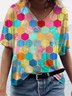 Lässig Baumwollmischung Print Kurzarm T-Shirt