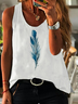 Große Größen Feder Print Lässig Böhmisch Shirts & Blusen&Shirts