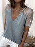 V-Ausschnitt Spitze Shirts & Blusen mit Kurzarm