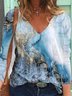 V-Ausschnitt Urlaub Blusen & Shirts mit Print