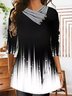 Print Langarm Blusen & Shirts mit Wasserfallausschnitt