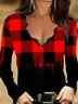 Kariert Print Lässig Sexy Langarm Blusen & Shirts