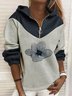 Mit Kapuze Geblümt Locker Sweatshirts