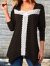 Pastoral Karree-Ausschnitt Baumwollgemisch Tunika Shirts & Blusen