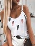 Sexy Feder Ärmellose Tops mit Rundhals