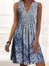 Böhmisch Ethnisch Geblümt Polka Dots Geometrisch Urlaub Locker V-Ausschnitt Midi Kurzarm Stricken Kleid