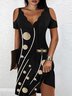 Locker Polka Dots V-Ausschnitt Kurzarm Stricken Kleid