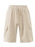 Herren Leinen Shorts Multi-Pocket Krawatte Cargohosen