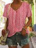 Weit Lässig Blumenmuster T-Shirt