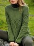 Lässig Unifarben Herbst Mikroelastizität Weit Wolle/Stricken Regelmäßig H-Linie Regelmäßig Pullover für Damen