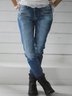 Unifarben ßverschluss Große Größen Lässig Denim Jeans