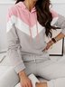 Lässig Farbblock Herbst Leicht Täglich Weit Standard H-Linie Regelmäßig Größe Sweatshirts für Damen