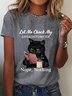 Damen Lässig Sommer Katze Weit Jersey Standard Rundhals H-Linie Regelmäßig Größe T-Shirt