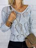 Lässig Unifarben Herbst Acryl Weit Langarm Regelmäßig H-Linie Regelmäßig Größe Pullover für Damen