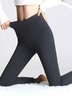 Damen Unifarben Sport Herbst Polyester Normal Hoch Elastizität Täglich Standard H-Linie Leggings