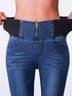 Damen Lässig Unifarben Herbst Normal Hoch Elastizität Denim H-Linie Regelmäßig Regelmäßig Größe Jeans