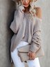 Damen Lässig Unifarben Winter V-Ausschnitt Täglich Langarm Wolle/Stricken Mittel Elastizität Regelmäßig Größe Pullover