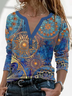 Große Größen Abstrakt Print Hippie Lässig Jersey T-Shirt