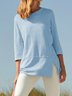 Lässig Unifarben Herbst Standard 3/4 Ärmel Rundhals Regelmäßig Regelmäßig Regelmäßig Größe Blusen & Shirts für Damen