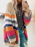 Lässig Farbblock Winter Täglich Weit Standard Wolle/Stricken Mittel Elastizität Regelmäßig Größe Pullover für Damen
