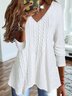 V-Ausschnitt Weit Unifarben Patchwork Stoff Lässig Große Größen Tunika Blusen & Shirts