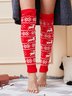 Weihnachten Elch Schneeflocke Muster Hand gehäkelt Jacquard Rot Strümpfe Overknee-Socken festlich Party Matching