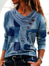 Geometrisch Rundhals Lässig T-Bluse