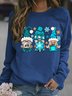 Damen Weihnachten Gnom Grafik Print Rundhals Weit Lässig Sweatshirt