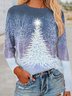 Weihnachtsbaum Langarm Rundhals Lässig T-Bluse