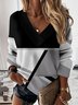 Jersey Lässig Gestreift Sweatshirt