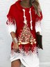 Weihnachten Lässig Weit Langarm Kleid