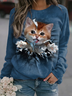 Lässig Katze Weit Sweatshirt