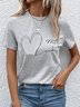 Jersey Weit Textbriefe Lässig T-Shirt