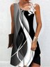 Geometrisch Print Patchwork Spitze Kalte Schulter Freizeitkleid