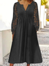 Schnalle Weit V-Ausschnitt Freizeitkleid