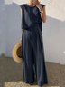 Damen Lässig Unifarben Sommer Hohe Taille Weit 1 * Satz Standard Ärmellos Rundhals Zweiteiliges Sets
