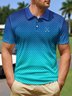 Farbverlauf Abstrakt Geometrisch Knopf Kurzarm Golf Poloshirt